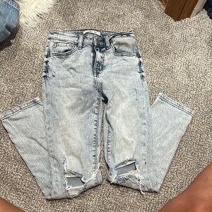 Blue Boyfriend Jeans with Distressed Details